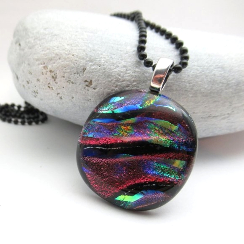 Dichroic Glass Pendant on chain